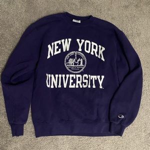 Vintage Champion NYU Sweatshirt - Purple - Sz M